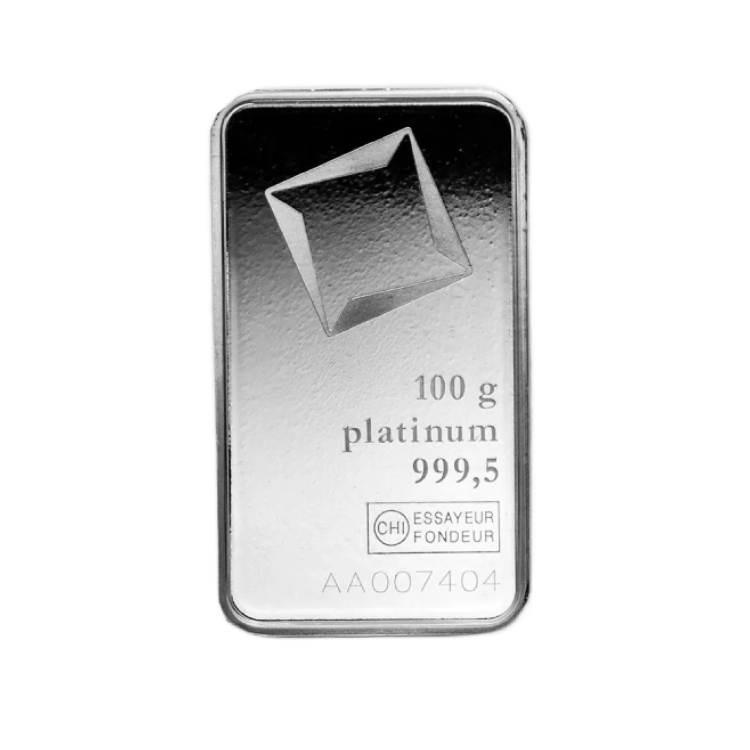 100 gram platina baar achterkant