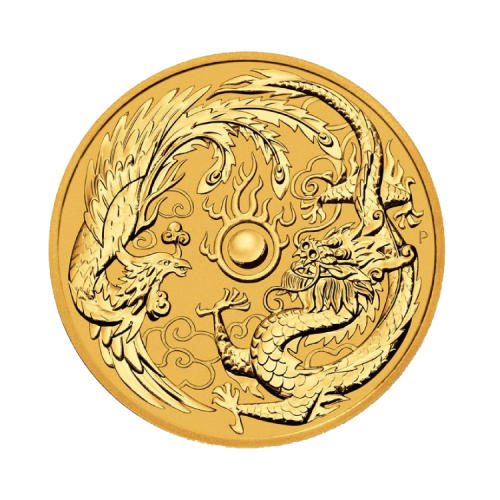 1 Troy ounce gouden munt Dragon Phoenix 2018 front