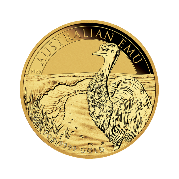 1 troy ounce gouden Australian Emu munt 2024 voorkant