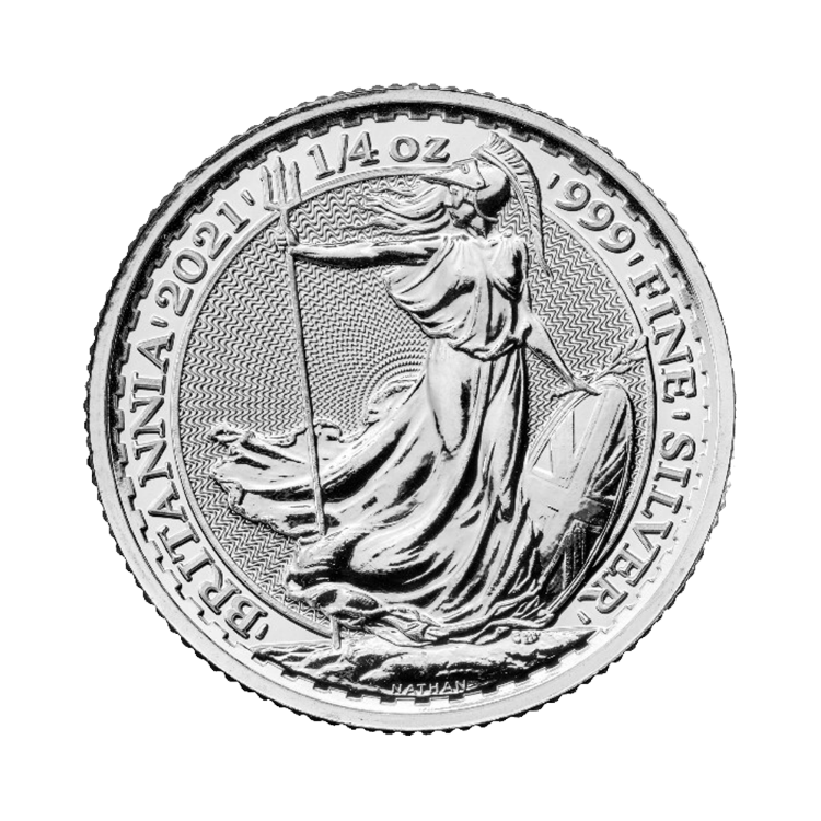 1/4 troy ounce zilveren Britannia munt voorkant