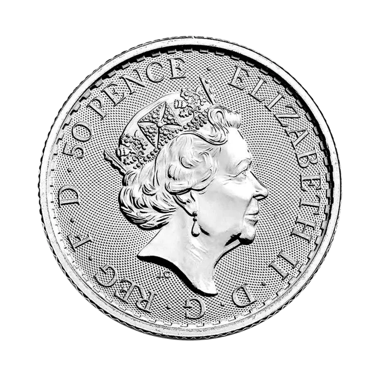 1/4 troy ounce zilveren Britannia munt achterkant