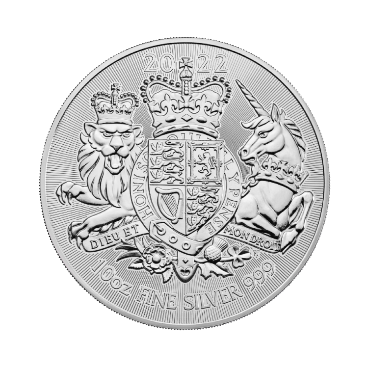 10 troy ounce silver coin Royal Arms 2022 front