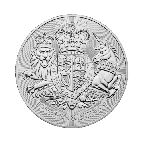 10 troy ounce zilveren munt Royal Arms 2022 voorkant