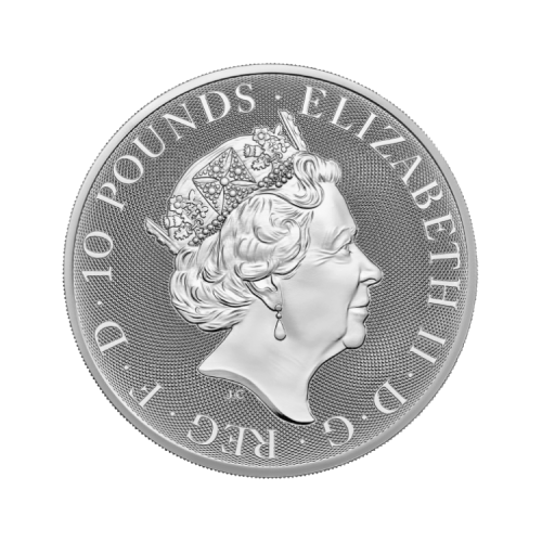 10 troy ounce zilveren munt Royal Arms 2022 voorkant