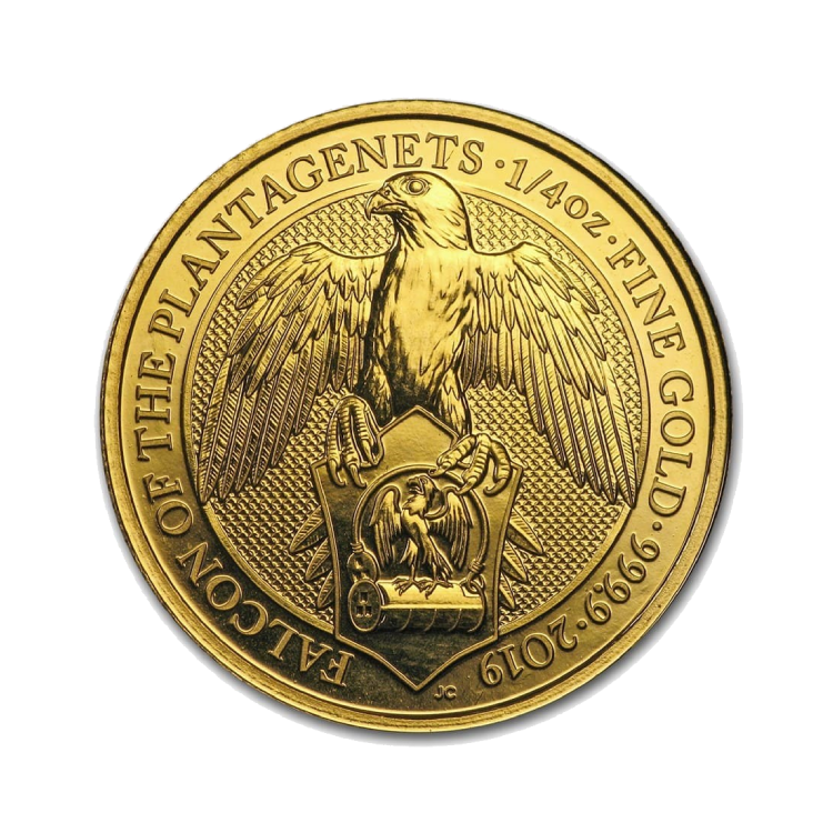 1/4 troy ounce gold Queens Beasts Falcon coin 2019 front