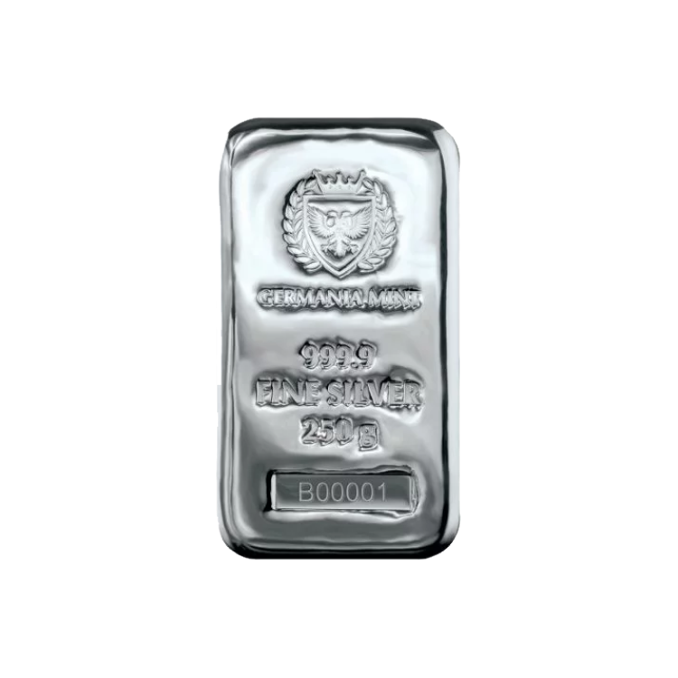 Silver bar 250 grams of various producers back