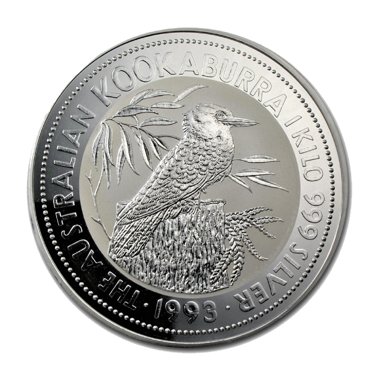 Obverse 1 kilo silver Kookaburra coin 1993