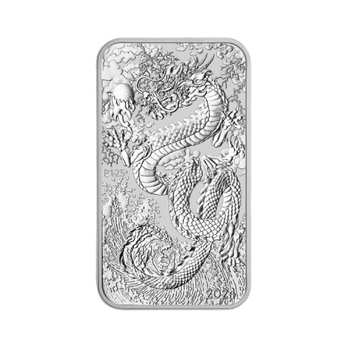 1 troy ounce silver coinbar Rectangular Dragon 2024 front