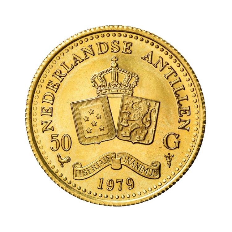 Gouden munt 50 Gulden Nederlandse Antillen (1979) voorkant