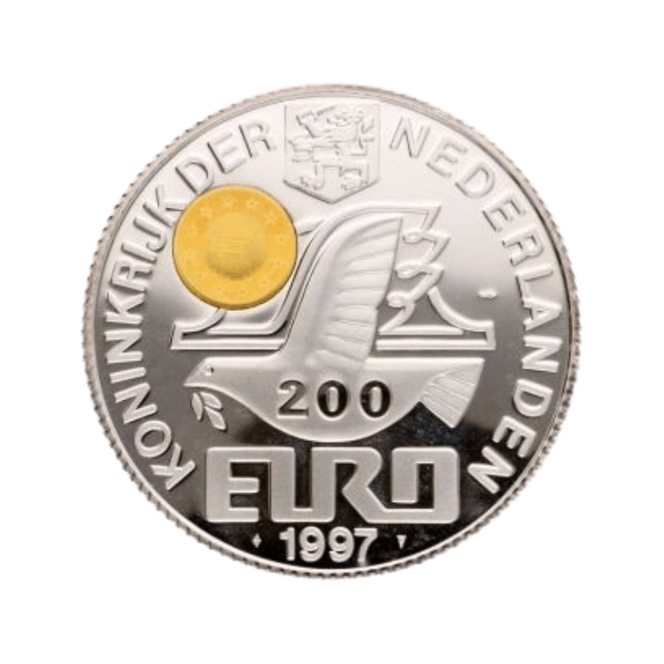 5 troy ounce zilveren munt 200 Euro voorkant