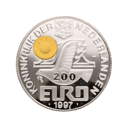 5 troy ounce zilveren munt 200 Euro voorkant