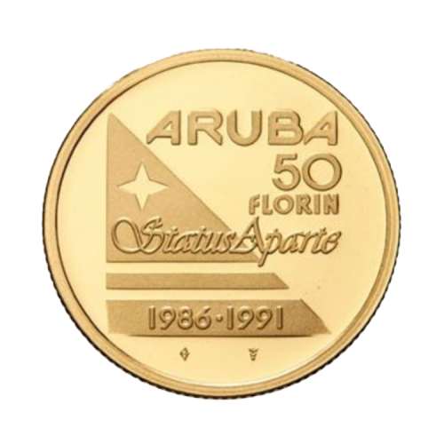 Aruba 50 florin Goud 1991 Status Aparte 1986 - 1991 voorkant