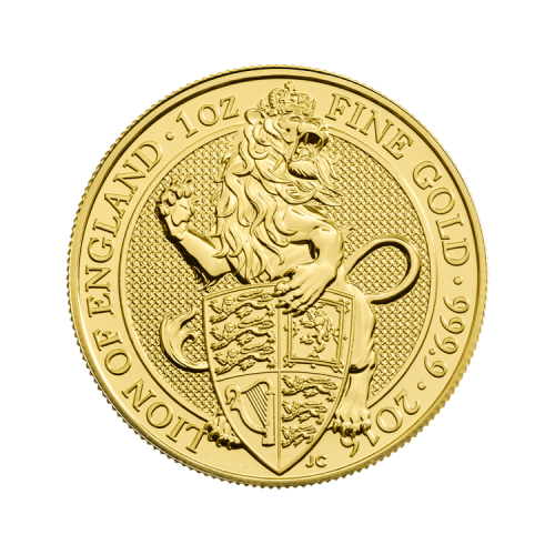 1 troy ounce gouden Queens Beasts Lion of England munt 2016 voorkant