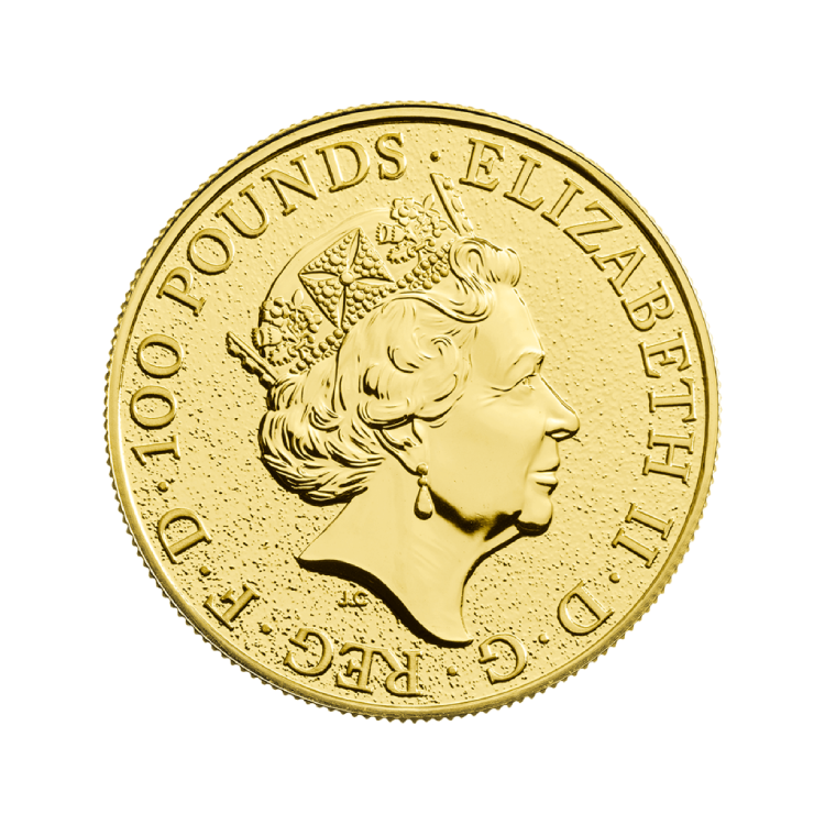 1 troy ounce gold Queens Beasts Lion of England coin 2016 back