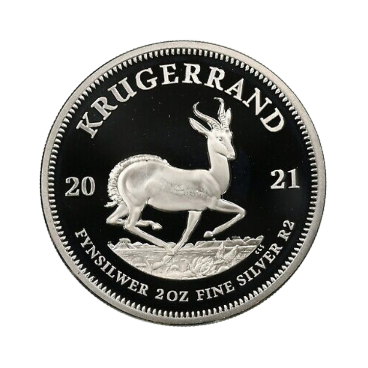 Voorkant 2 troy ounce zilveren Krugerrand munt proof