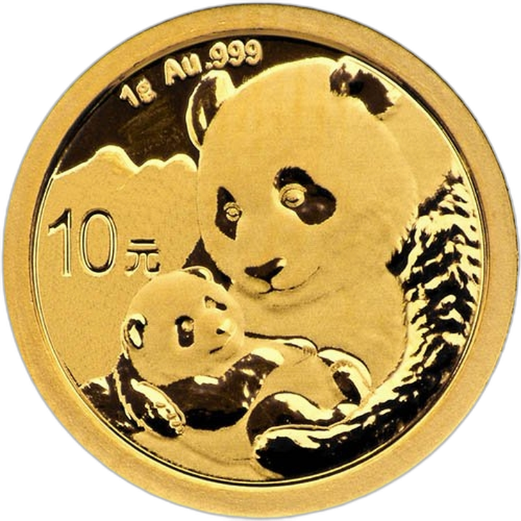 1 Gram gouden munt Panda 2019 voorkant