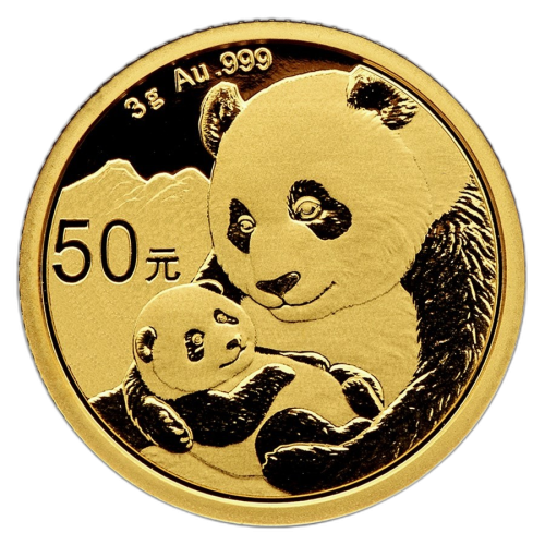 3 Grams gold coin Panda 2019 front