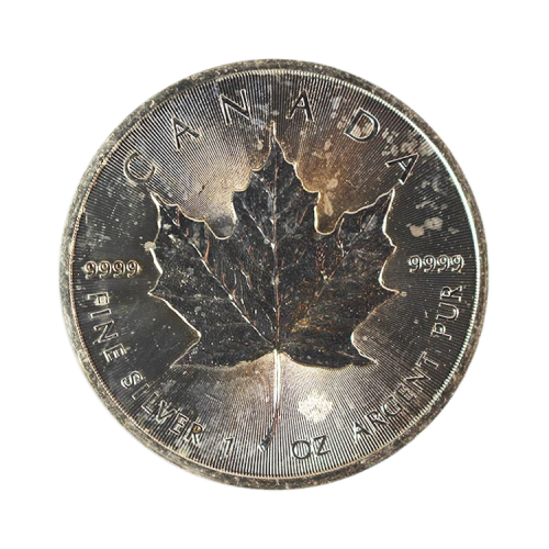 1 troy ounce silver Maple Leaf circulated quality front