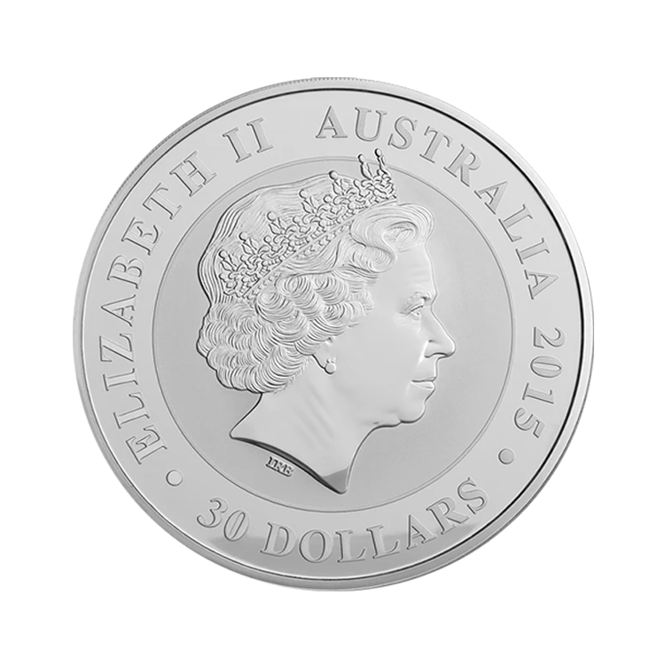 1 kilo silver Kookaburra coin 2015 back