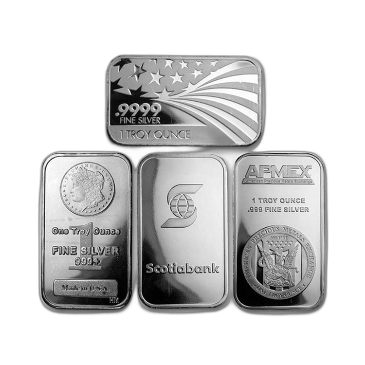 1 troy ounce zilverbaar diverse producenten voorkant