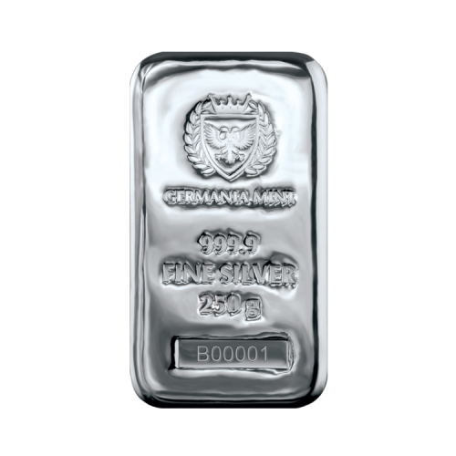 250 grams Silver bar Germania Mint front