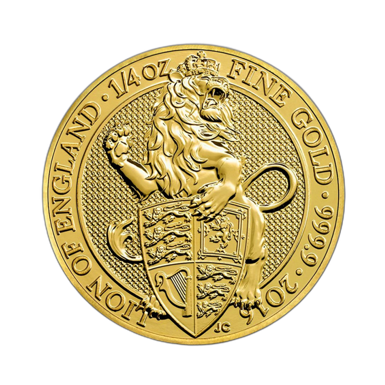 1/4 Troy ounce gouden munt Queens Beasts Lion 2016 voorkant