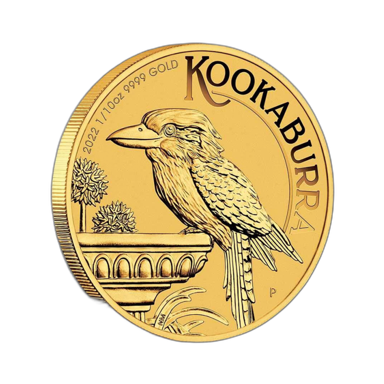 1/10 troy ounce gold coin kookaburra 2022 angle 1