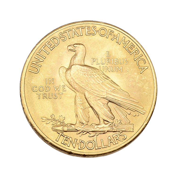 $10 gouden munt Golden Eagle Indian Head achterkant