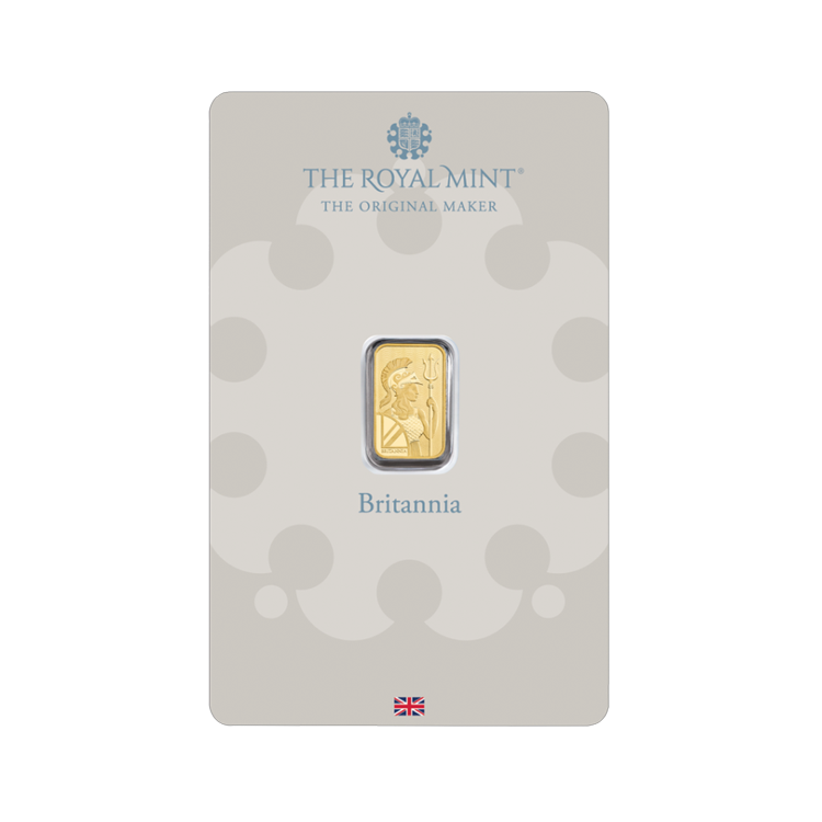 1 gram goudbaar Britannia voorkant