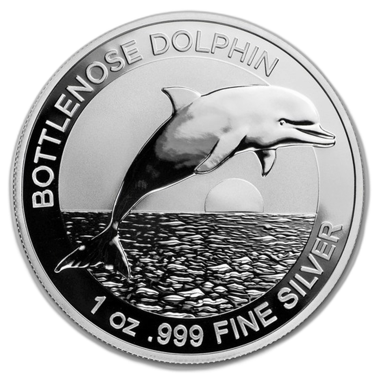 1 Troy ounce zilveren munt Bottlenose Dolphin 2019 voorkant