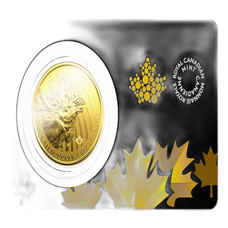 1 Troy ounce gouden munt Canadian Moose 2019 voorkant