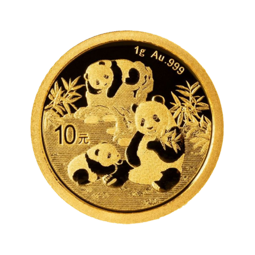 Voorkant 1 gram gouden Panda munt 2025