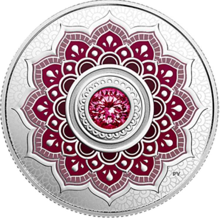 Zilveren munt Januari Birthstone Swarovski voorkant