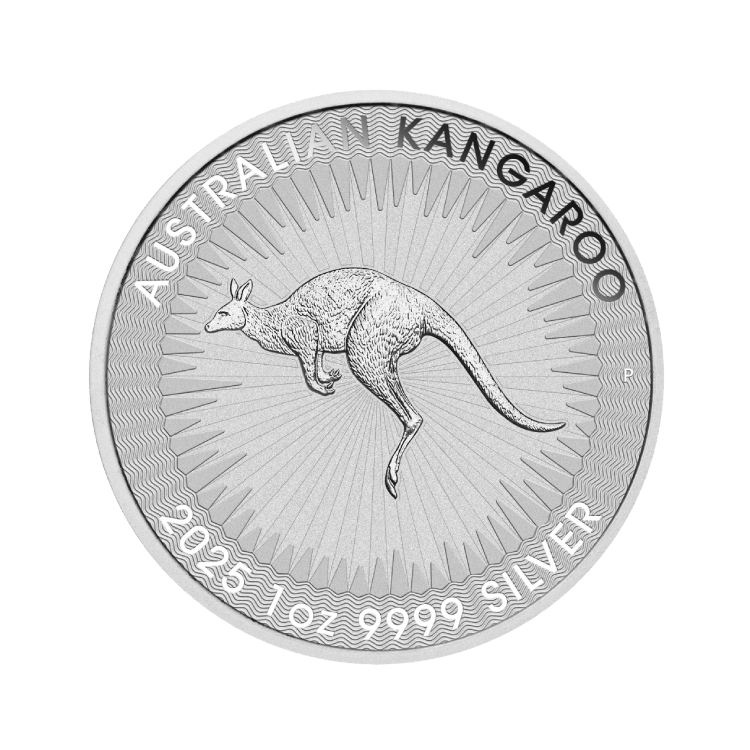 Voorkant 1 troy ounce zilveren Kangaroo 2025 munt