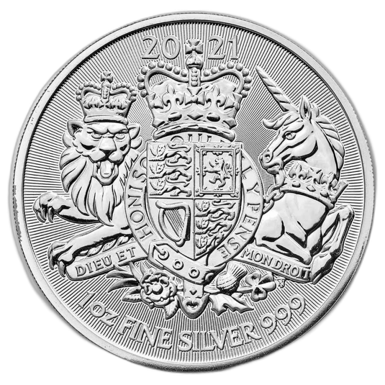 Royal Arms 2021 zilveren munt 1 troy ounce voorkant
