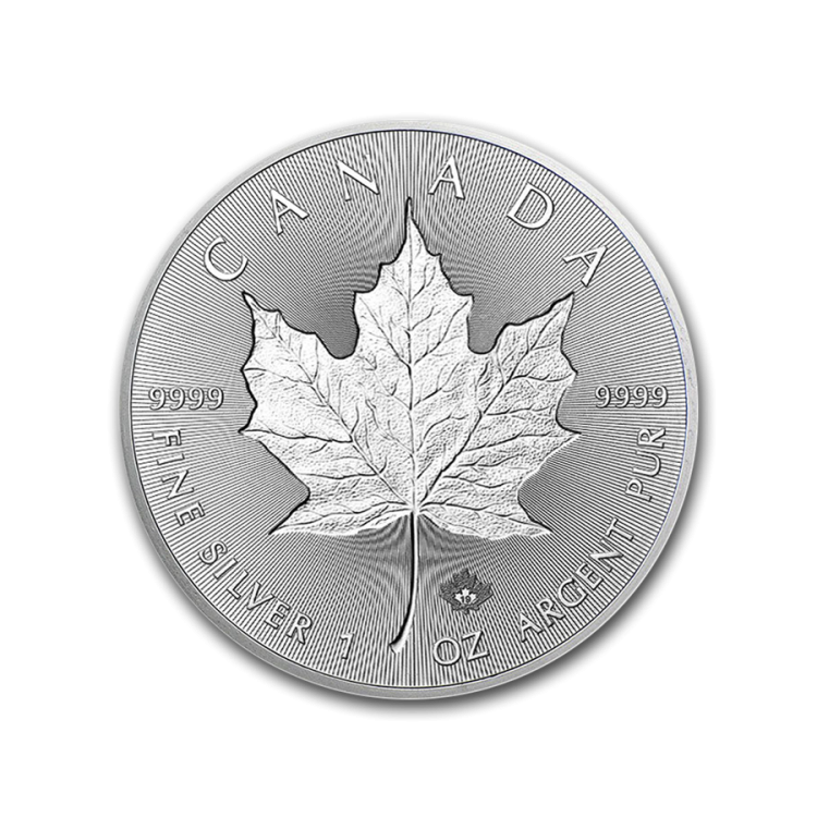 1 Troy ounce zilveren munt Maple Leaf 2019 ingeslagen blad voorkant