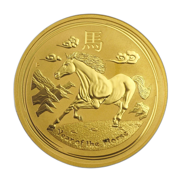 1 Troy ounce gouden munt Lunar 2014 achterkant