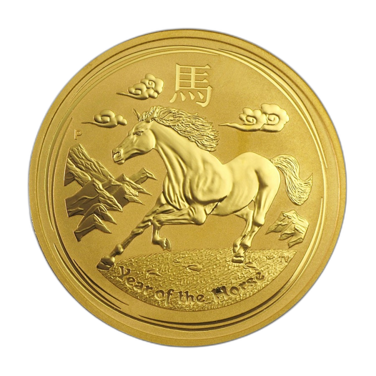 1 Troy ounce gold Lunar coin 2014 - year of the horse back