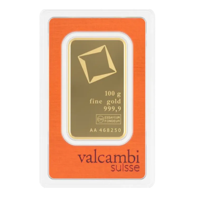 Valcambi 100 gram gold bar