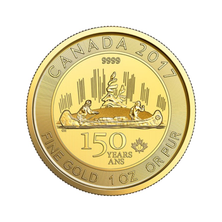 1 troy ounce gouden Voyageur Maple Leaf 2017 perspectief 1