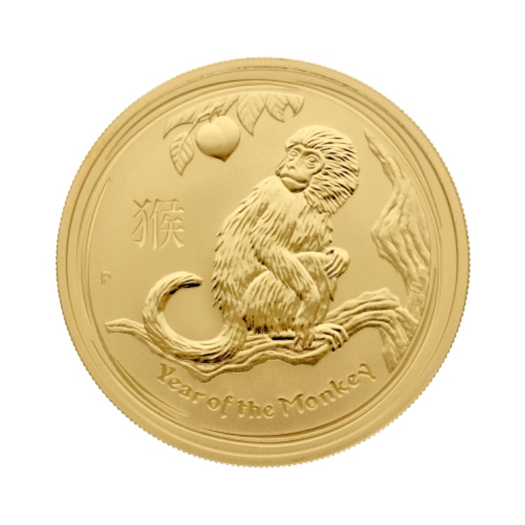 1 troy ounce gold Lunar Year of the Monkey 2016 front