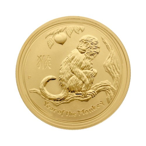 1 troy ounce gold Lunar Year of the Monkey 2016 front