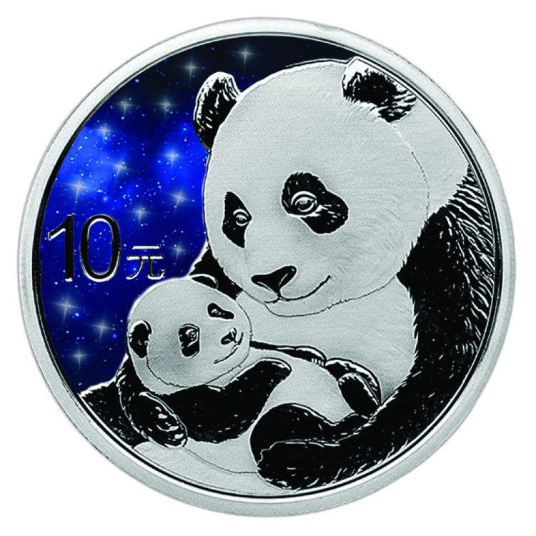 30 Gram zilveren munt Glowing Galaxy Panda 2019 voorkant