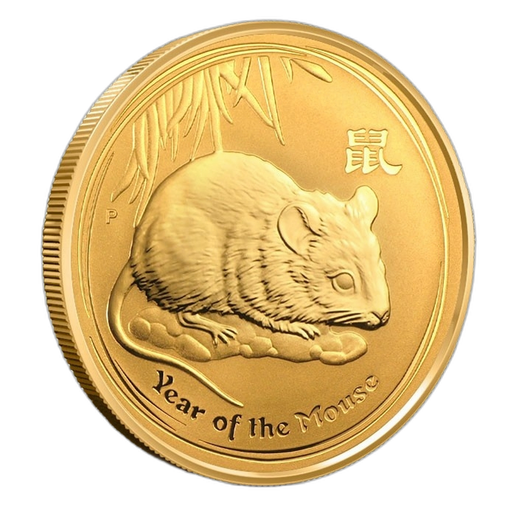 1 Troy ounce gouden munt Lunar 2008 voorkant