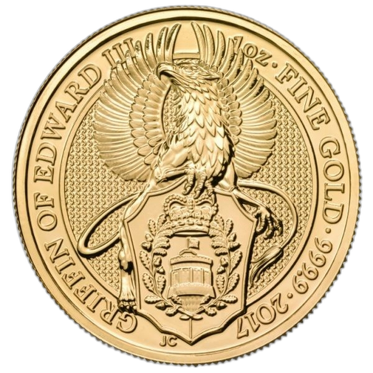 1 Troy ounce gouden munt Queens Beasts Griffin voorkant