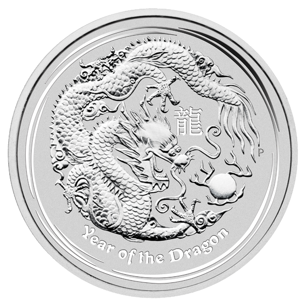 1 Troy ounce silver coin Lunar 2012 back