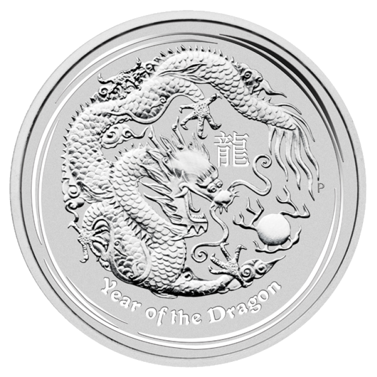1 Troy ounce zilveren munt Lunar 2012 achterkant