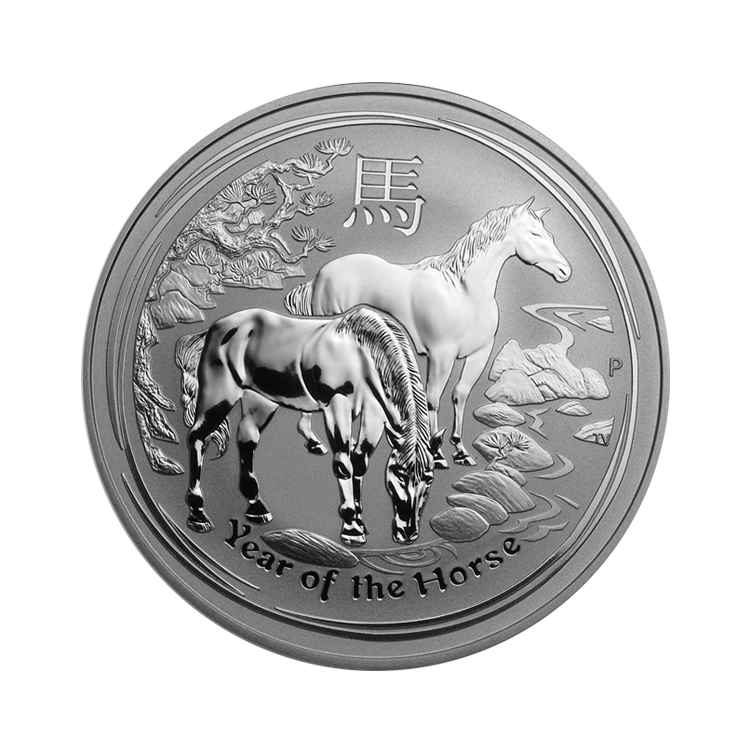 1 Troy ounce zilveren munt Lunar 2014 voorkant