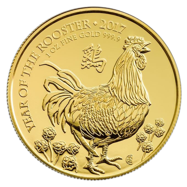 1 Troy ounce gouden munt UK Lunar 2017 voorkant