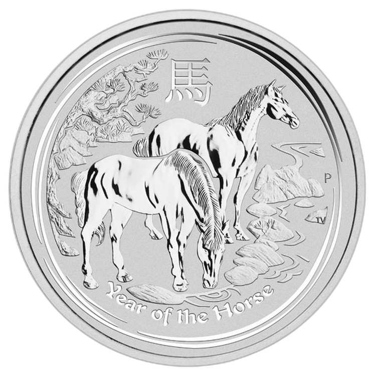 1 kilo zilveren Lunar munt 2014 Year of the Horse voorkant